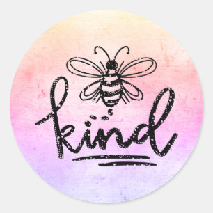 Bee Kind Rainbow Ombre Classic Round Sticker