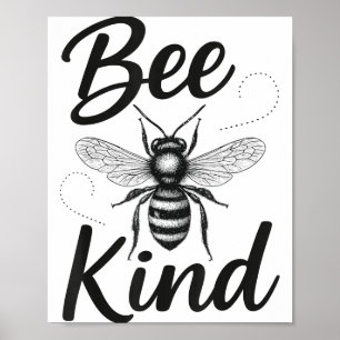 Bee Kind Sitive Quote Cute Funny Design For Kids Poster