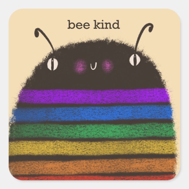 Bee kind square sticker (Front)
