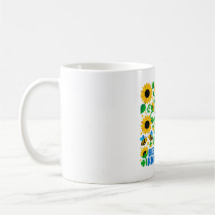 Bee Kind Sunflower Floral Pattern Art Coffee Mug