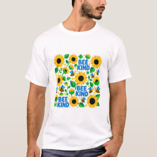 Bee Kind Sunflower Floral Pattern Art T-Shirt