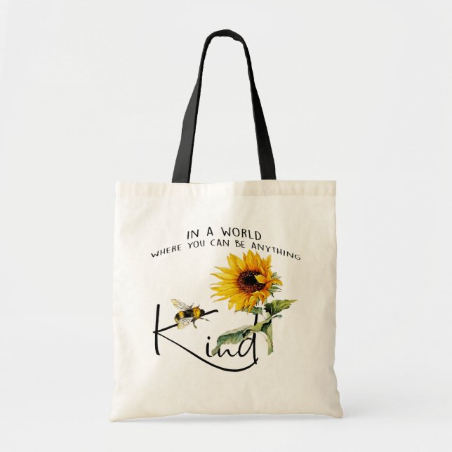 Bee Kind Sunflower Tote Bag (Front)