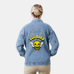 Bee kind text design denim jacket