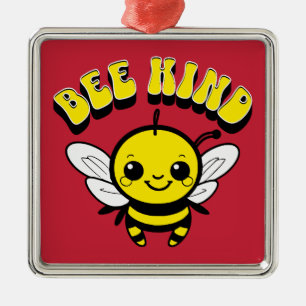 Bee kind text design metal ornament