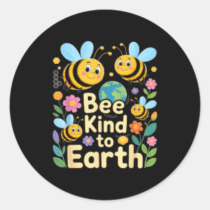 Bee kind to earth - cute bees flowers planet kids classic round sticker