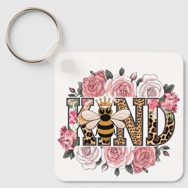 Bee kind to your mind bees funny animal insect key ring (Front)