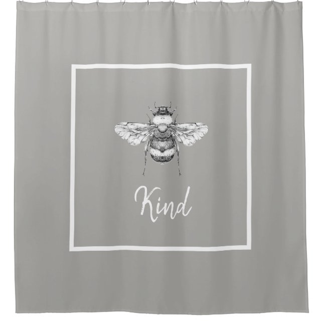 Bee Kind Vintage Bee Shower Curtain (Front)