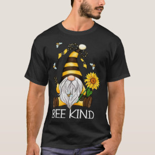 Bee Kind Vintage Gnome Peace Hand Sunflowers Sprea T-Shirt