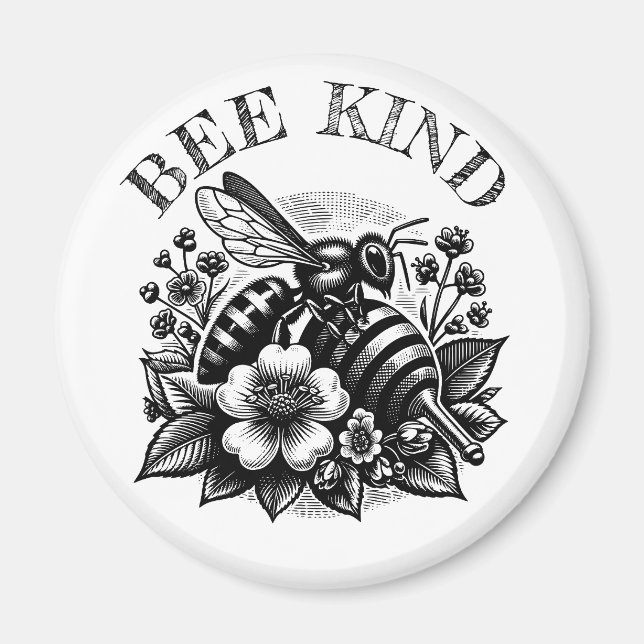 Bee Kind | 'Vintage Honey and Flowers Quote Magnet (Front)