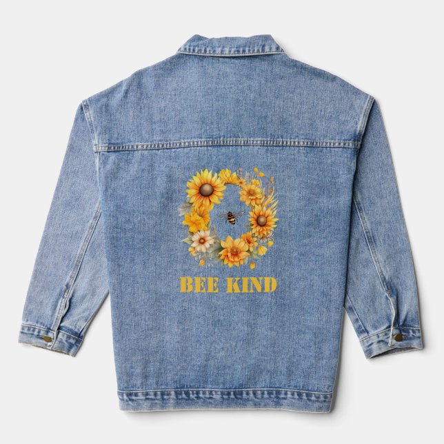 Bee Kind Women's Denim Jacket (Back)
