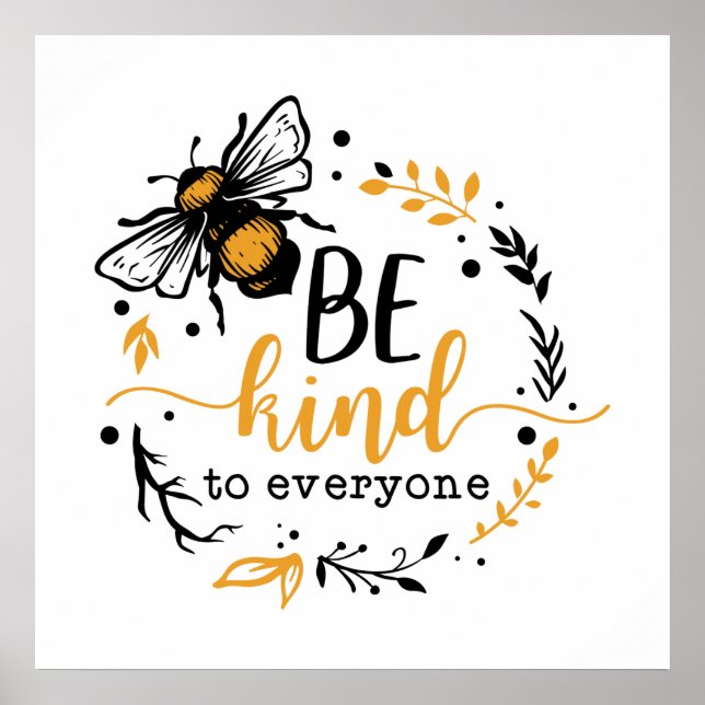 bee kind word art  poster (Front)