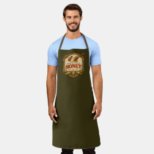 Bee label vintage honey crest beekeeper green apron