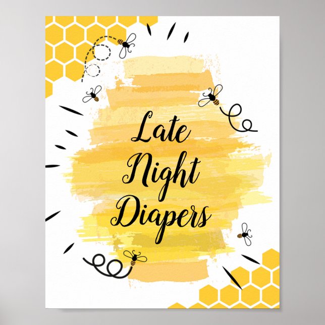 Bee Late Night Diapers Sign (Front)