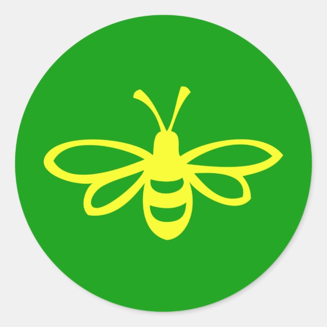 Bee [lemon] classic round sticker (Front)
