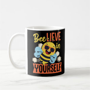 Bee-lieve In Yourself Beekeeper Honey Bee Pun Coffee Mug