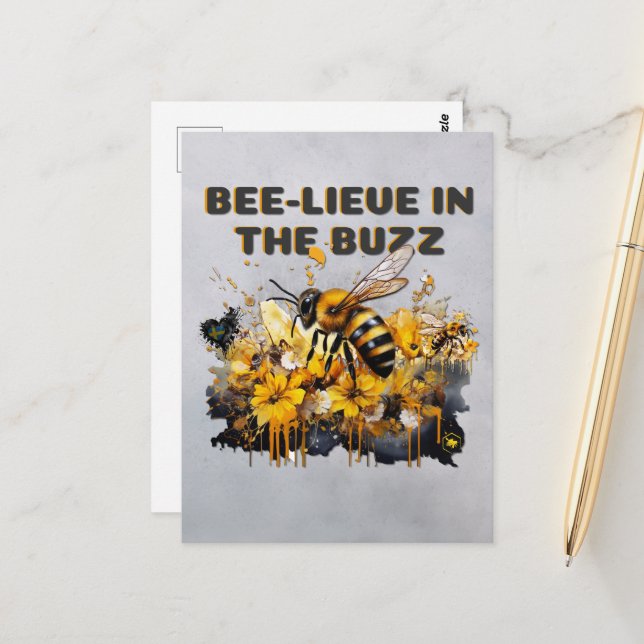 Bee-lieve Postcard (Front/Back In Situ)
