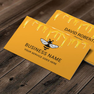 Bee Logo Beekeeping Honey Apiary Gold Drips Farm Business Card