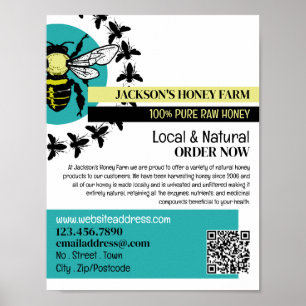 Bee Logo - Beeyard, Honey Farm Advertising Poster