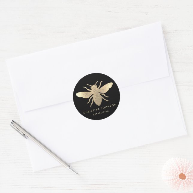 bee logo classic round sticker (Envelope)