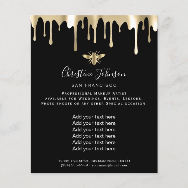 bee logo on black background flyer (Front)