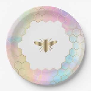bee logo paper plate
