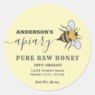 Bee logo script apiary honey jar label