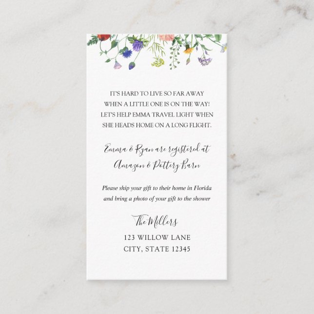 Bee Long distance baby shower insert (Front)