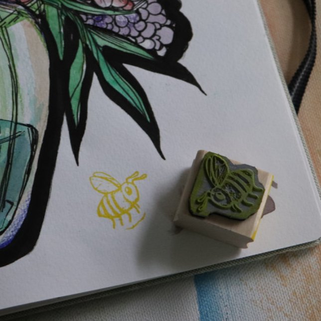 Bee Love Cute beekeeper Lovers Bees Art          Rubber Stamp (Creator Uploaded)