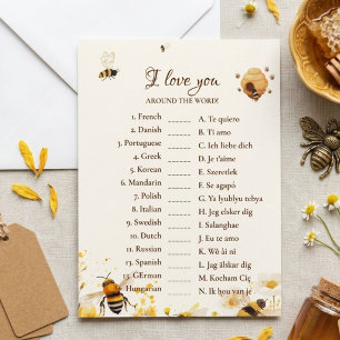 Bee love you around the world bridal game Card