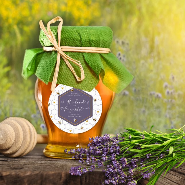 Bee-Loved and Bee-Youtiful Bridal Shower  Classic Round Sticker (Creator Uploaded)