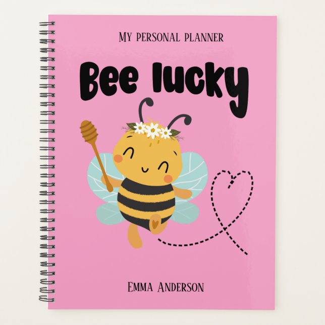 «Bee lucky» Cute personal name Planner (Front)