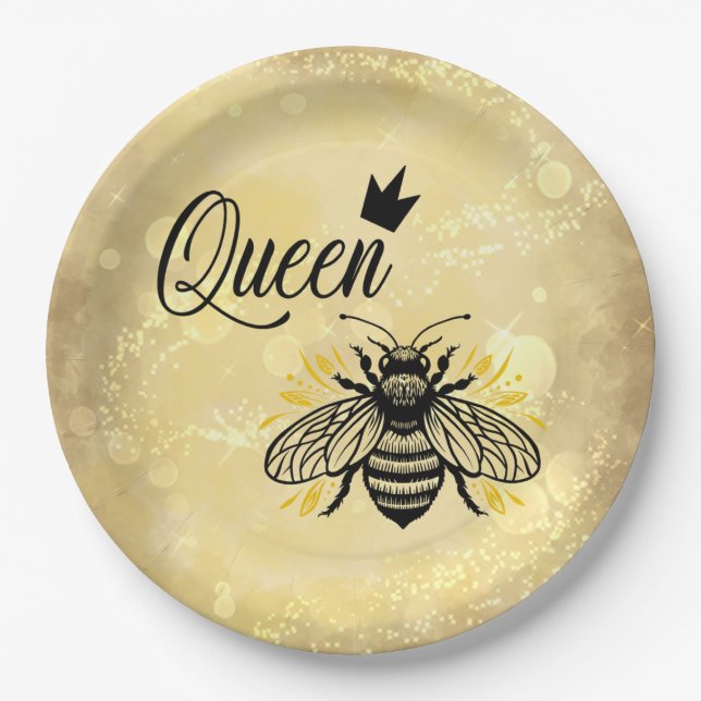 Bee Majestic; Rule Your Day Queen Bee Paper Plates (Front)