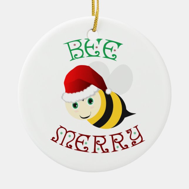 Bee Merry Ceramic Tree Decoration (Front)