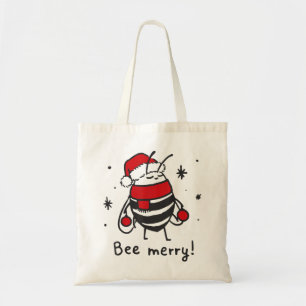 Bee merry christmas bee bee tote bag