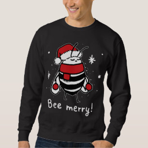 Bee Merry Christmas - bee wears santa hat Xmas Gif Sweatshirt