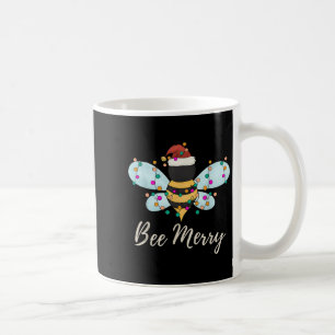 Bee Merry Christmas Bee Wears Santa Hat Xmas Light Coffee Mug
