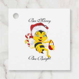 Bee Merry Christmas Cartoon Favour Tags