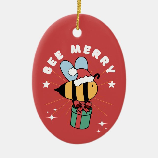 BEE MERRY CHRISTMAS TREE ORNAMENT (Front)