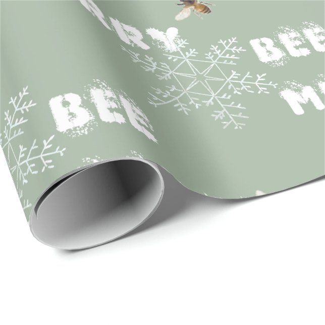 Bee Merry Dreamy Snowflakes Wrapping Paper (Roll Corner)