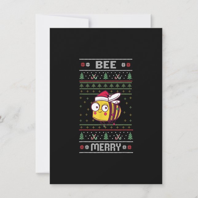 Bee Merry - Funny Bee Ugly Christmas Invitation (Front)