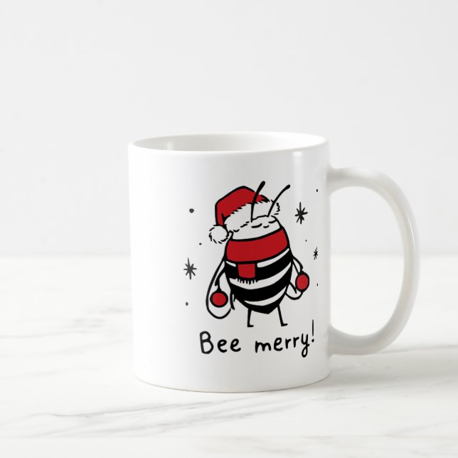 Bee Merry Funny Christmas Gift Bee Lover  Coffee Mug (Right)