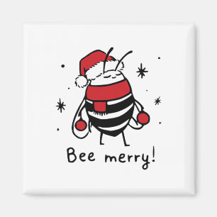 Bee Merry Funny Christmas Gift Bee Lover  Magnet