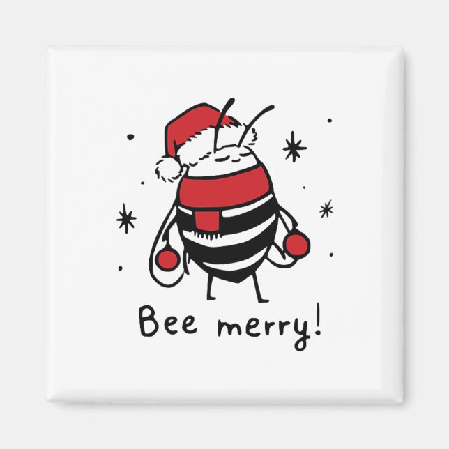 Bee Merry Funny Christmas Gift Bee Lover  Magnet (Front)
