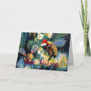 Bee Merry! (Honey Bees with Holiday Cheer!) Card
