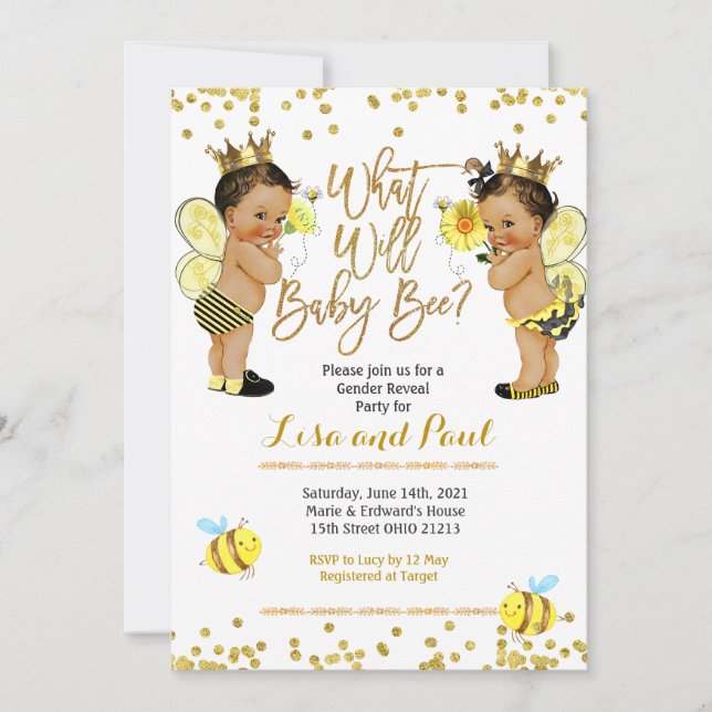 Bee Mexican Gender Reveal Invitation (Front)