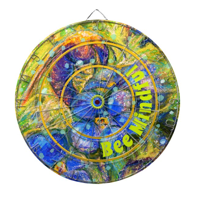 Bee Mindful & Forget-me-not Flowers Dartboard (Front)