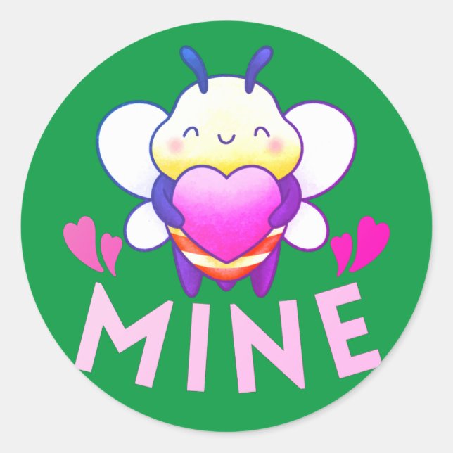 BEE MINE - BE MINE FUNNY VALENTINE DAY CLASSIC ROUND STICKER (Front)