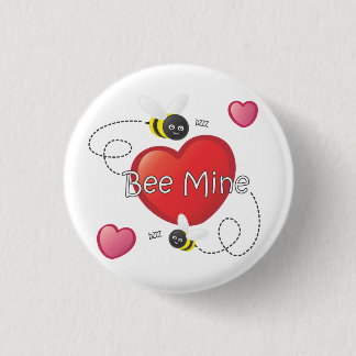 Bee Mine - Bees and Hearts 3 Cm Round Badge