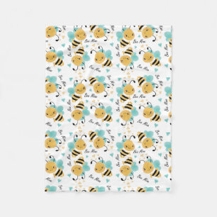 Bee Mine Bumblebee Pattern Fleece Blanket
