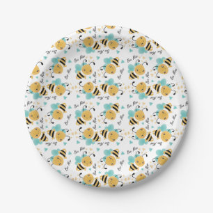 Bee Mine Bumblebee Pattern Paper Plate